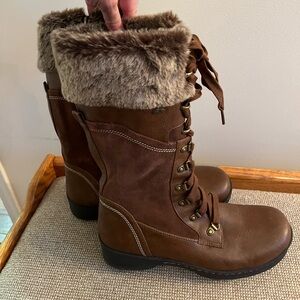 Denver Hayes Brown Lace-Up Fur Boots
